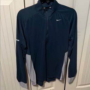 Nike Blue and Gray Performance Jacket with Quarter-Zip